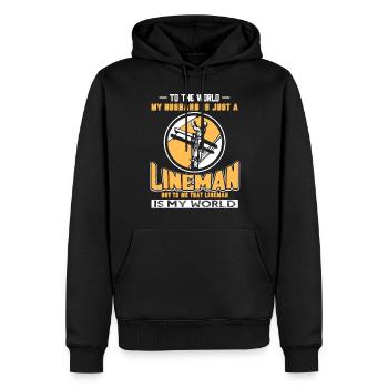 Lineman Lineman is My World - Men’s Premium Organic Hoodie - black - Front - Nico (187cm)