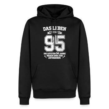 95. Geburtstag Geschenk Das Leben Beginnt Mit 95 - Männer Premium Bio Hoodie - Schwarz - Vorne - Nico (187cm)