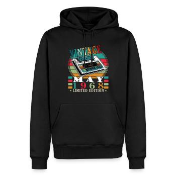 Mai 1968 Mai Anniversaire Mai 1968 - Sweat à capuche Premium bio Homme - noir - Devant - Nico (187cm)