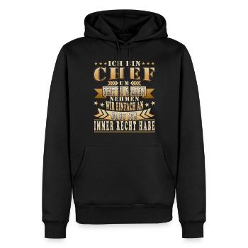 Chef Spruch Geschenkidee - Männer Premium Bio Hoodie - Schwarz - Vorne - Nico (187cm)