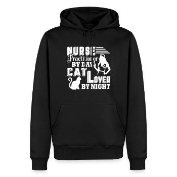 Nurse Practitioner Nurse Practitioner Cat Lover - Men’s Premium Organic Hoodie - black - Front - Nico (187cm)