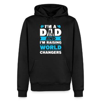 I'm A Dad And I'm Raising World Changers - Men’s Premium Organic Hoodie - black - Front - Nico (187cm)