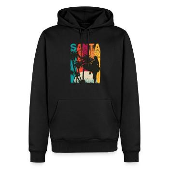 Années 70 80 Dans la ville californienne de Santa Cruz - Sweat à capuche Premium bio Homme - noir - Devant - Nico (187cm)