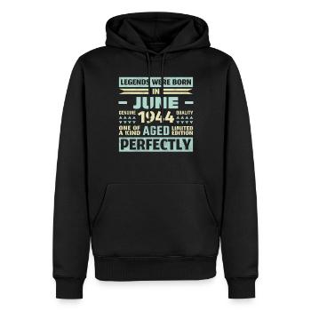 79. Geburtstag Juni Jahrgang 1944 Vintage - Männer Premium Bio Hoodie - Schwarz - Vorne - Nico (187cm)