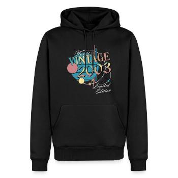Vintage Gift 2003 Anniversary Edition Limitée - Sweat à capuche Premium bio Homme - noir - Devant - Nico (187cm)