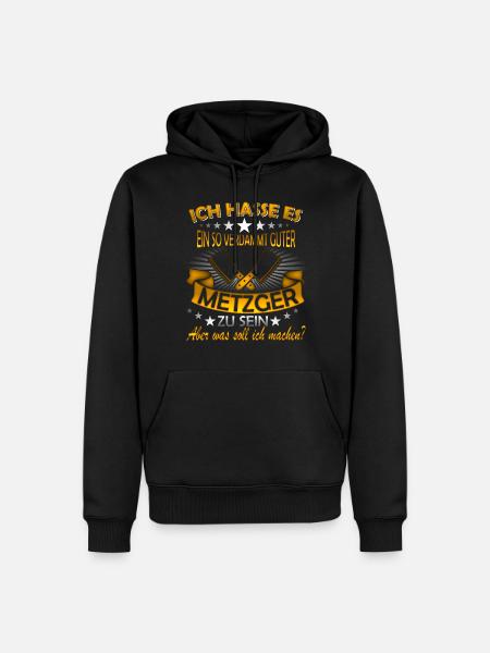 Metzger Spruch - Männer Premium Bio Hoodie - Schwarz