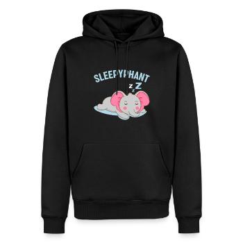 Sleepyphant zzz Sommeil Animal préféré Fatigué Éléphant - Sweat à capuche Premium bio Homme - noir - Devant - Nico (187cm)