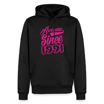 Génial depuis 1991 - Sweat à capuche Premium bio Homme - noir - Devant - Nico (187cm)