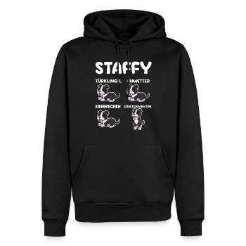 Hund Staffy - Männer Premium Bio Hoodie - Schwarz - Vorne - Nico (187cm)