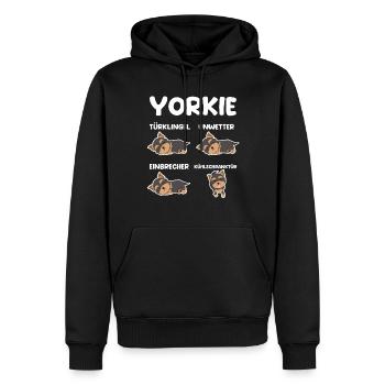Hund Yorkie - Männer Premium Bio Hoodie - Schwarz - Vorne - Nico (187cm)