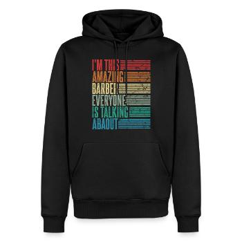 Barbier Barbier Coiffeur Cadeau Coiffeur - Sweat à capuche Premium bio Homme - noir - Devant - Nico (187cm)