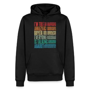 Vintage Acheteur Acheteur Cadeau Rétro - Sweat à capuche Premium bio Homme - noir - Devant - Nico (187cm)
