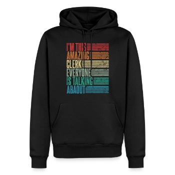Vintage Clerk Clerk Cadeau Rétro - Sweat à capuche Premium bio Homme - noir - Devant - Nico (187cm)