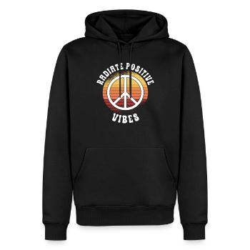 Hippie Peace Zeichen Frieden Blumen Blumenkind - Männer Premium Bio Hoodie - Schwarz - Vorne - Nico (187cm)