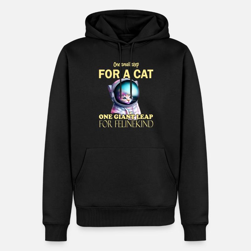 Katzen Astronaut - Männer Premium Bio Hoodie - Schwarz