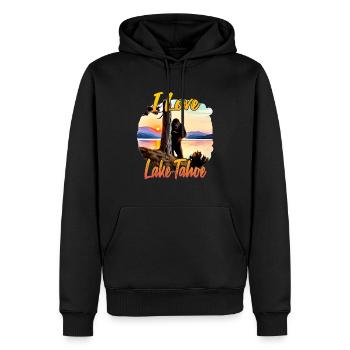 J’adore le lac Tahoe - Sweat à capuche Premium bio Homme - noir - Devant - Nico (187cm)