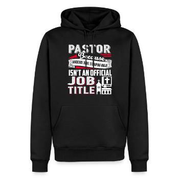 Pastor Pastor Job Title - Men’s Premium Organic Hoodie - black - Front - Nico (187cm)
