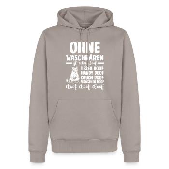 Tiermotiv Waschbär - Männer Premium Bio Hoodie - Taupe - Vorne - Nico (187cm)