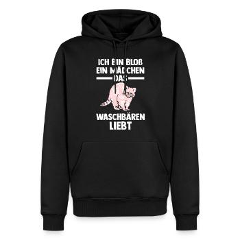 Tiermotiv Waschbär - Männer Premium Bio Hoodie - Schwarz - Vorne - Nico (187cm)