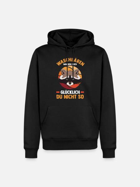 Tiermotiv Waschbär - Männer Premium Bio Hoodie - Schwarz