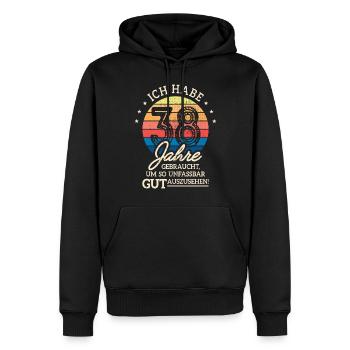 38. Geburtstag Geschenk Habe 38 Jahre Gebraucht - Männer Premium Bio Hoodie - Schwarz - Vorne - Nico (187cm)