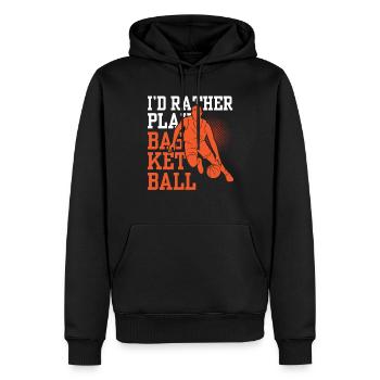 Je préfère jouer les joueurs de l’équipe de basket-ball - Sweat à capuche Premium bio Homme - noir - Devant - Nico (187cm)