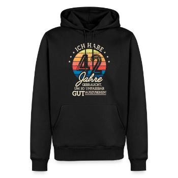 42. Geburtstag Geschenk Habe 42 Jahre Gebraucht - Männer Premium Bio Hoodie - Schwarz - Vorne - Nico (187cm)