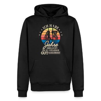 43. Geburtstag Geschenk Habe 43 Jahre Gebraucht - Männer Premium Bio Hoodie - Schwarz - Vorne - Nico (187cm)