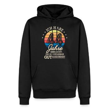 44. Geburtstag Geschenk Habe 44 Jahre Gebraucht - Männer Premium Bio Hoodie - Schwarz - Vorne - Nico (187cm)