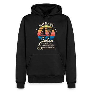 47. Geburtstag Geschenk Habe 47 Jahre Gebraucht - Männer Premium Bio Hoodie - Schwarz - Vorne - Nico (187cm)