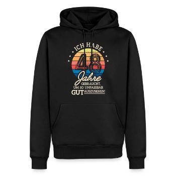 48. Geburtstag Geschenk Habe 48 Jahre Gebraucht - Männer Premium Bio Hoodie - Schwarz - Vorne - Nico (187cm)