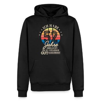 52. Geburtstag Geschenk Habe 52 Jahre Gebraucht - Männer Premium Bio Hoodie - Schwarz - Vorne - Nico (187cm)
