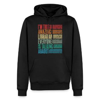 Vintage Bibliothécaire Bibliothécaire Cadeau Rétro - Sweat à capuche Premium bio Homme - noir - Devant - Nico (187cm)
