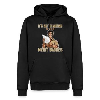 Camping Scoutmaster - Drôle de chef scout - Sweat à capuche Premium bio Homme - noir - Devant - Nico (187cm)