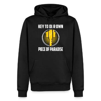 Key To Our Own Piece Of Paradise - Men’s Premium Organic Hoodie - black - Front - Nico (187cm)