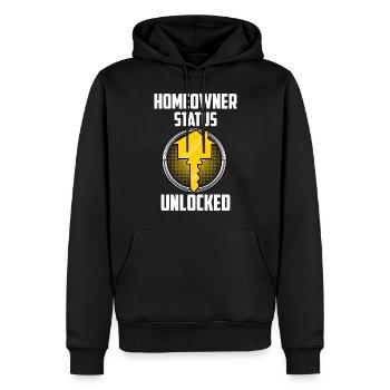 Homeowner Status Unlocked - Men’s Premium Organic Hoodie - black - Front - Nico (187cm)