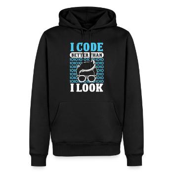Softwareentwickler I Code Better Than I Look Coder - Männer Premium Bio Hoodie - Schwarz - Vorne - Nico (187cm)