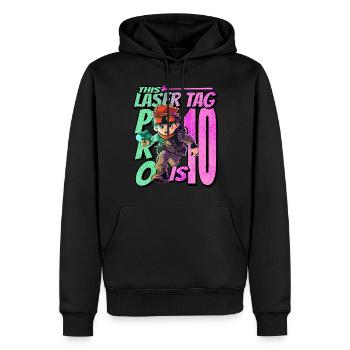 Endlich 10 Jahre Alt – Lasertag Geburtstag - Männer Premium Bio Hoodie - Schwarz - Vorne - Nico (187cm)