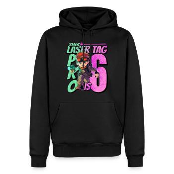 Finally 6 years old – Lasertag birthday - Men’s Premium Organic Hoodie - black - Front - Nico (187cm)