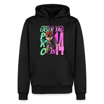 Finally 14 years old – Lasertag birthday - Men’s Premium Organic Hoodie - black - Front - Nico (187cm)