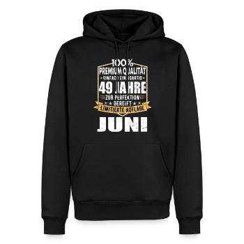 49. Geburtstag Juni Jahrgang 1974 Vintage - Männer Premium Bio Hoodie - Schwarz - Vorne - Nico (187cm)