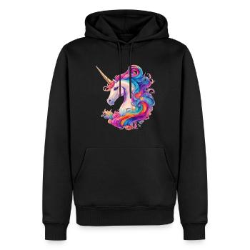 Unicorn mythical creature with rainbow mane unicorn - Men’s Premium Organic Hoodie - black - Front - Nico (187cm)