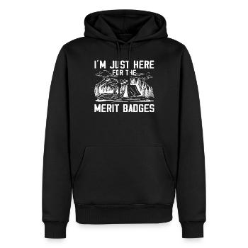 Camping Scouting - Drôle de père scout - Sweat à capuche Premium bio Homme - noir - Devant - Nico (187cm)