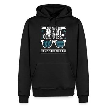 Softwareentwickler You Want To Hack My Computer - Männer Premium Bio Hoodie - Schwarz - Vorne - Nico (187cm)
