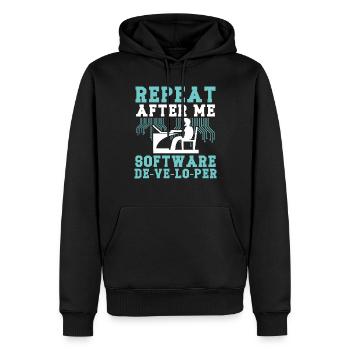 Softwareentwickler Repeat After Me Programmierer - Männer Premium Bio Hoodie - Schwarz - Vorne - Nico (187cm)