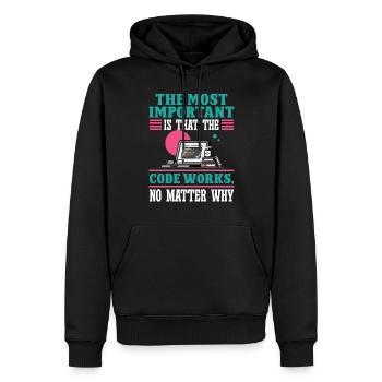 Software Developer Most Important The Code Works - Men’s Premium Organic Hoodie - black - Front - Nico (187cm)
