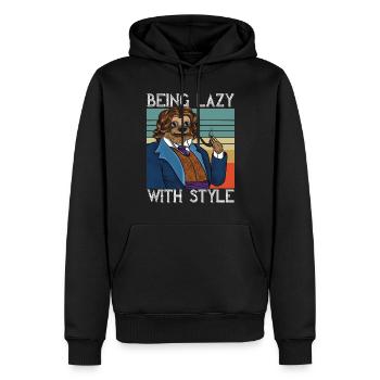 Paresseux disant être paresseux avec le style Design rétro - Sweat à capuche Premium bio Homme - noir - Devant - Nico (187cm)
