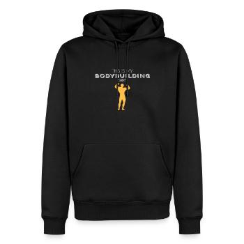Chemise de musculation - Sweat à capuche Premium bio Homme - noir - Devant - Nico (187cm)