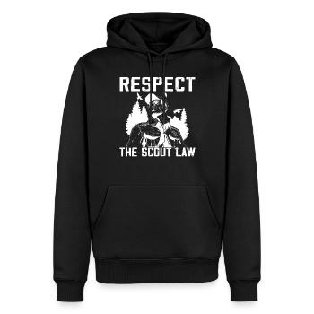 Camping Scouting - Drôle de père scout - Sweat à capuche Premium bio Homme - noir - Devant - Nico (187cm)