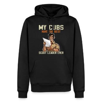 Camping Scouting - Drôle de père scout - Sweat à capuche Premium bio Homme - noir - Devant - Nico (187cm)